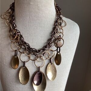 CHICOS vintage. Elegant Gold and Bronze Statement Necklace